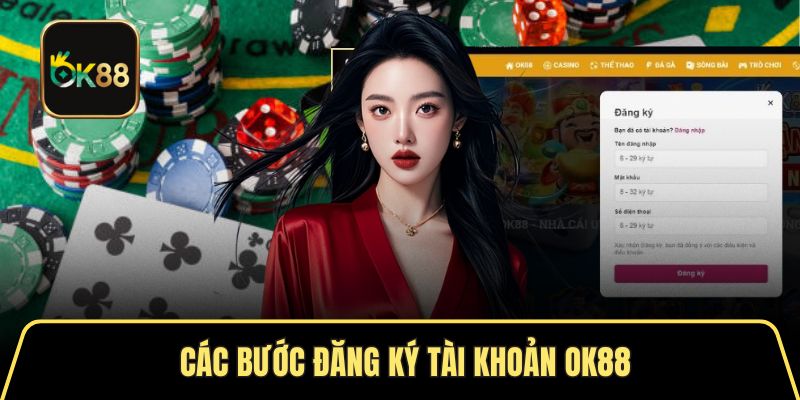 Chọn đăng ký tài khoản để bắt đầu tạo mới OK88
