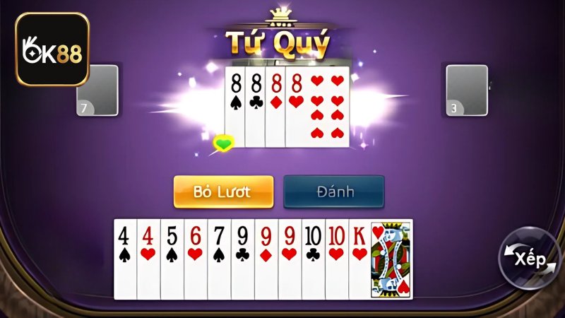 Trong Tiến Lên, Tứ quý có chặt được đôi Heo không tùy thuộc vào luật ở từng nơi